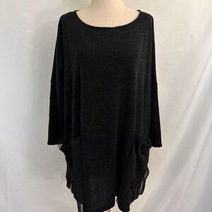 Igor Dobranic Black Greta Tunic Top Oversized 38/40 US M/L Lagenlook